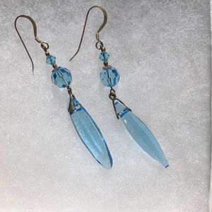 Swarovski sterling earrings with blue crystals.